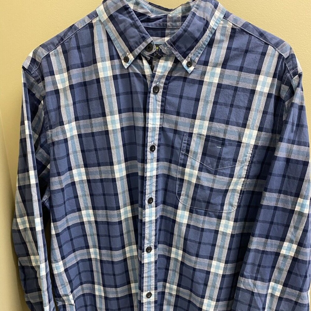 John Bartlett Consensus Blue and White Men's Plaid Shirt size M